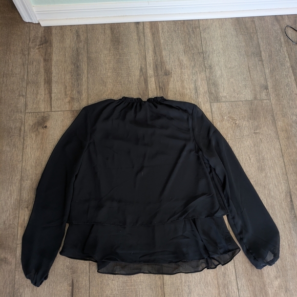 buy 1 Get 1 Free Tops! Nine West Black Layered Blouse - Picture 6 of 6